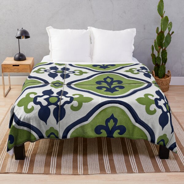 Item preview, Green and Blue Geometric Floral Ceramic Tile designed and sold by Piotrek0001.