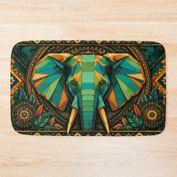 Item preview, Geometric Elephant in Vibrant Colors designed and sold by PixelsTelas.
