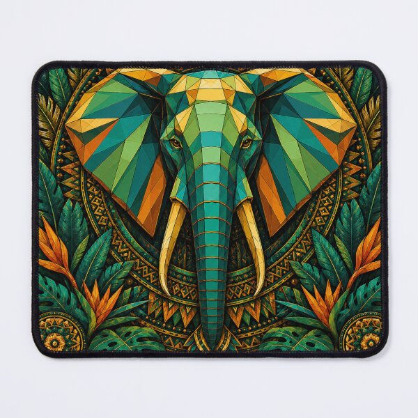 Item preview, Geometric Elephant in Vibrant Colors designed and sold by PixelsTelas.