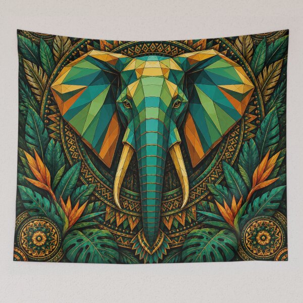 Item preview, Geometric Elephant in Vibrant Colors designed and sold by PixelsTelas.