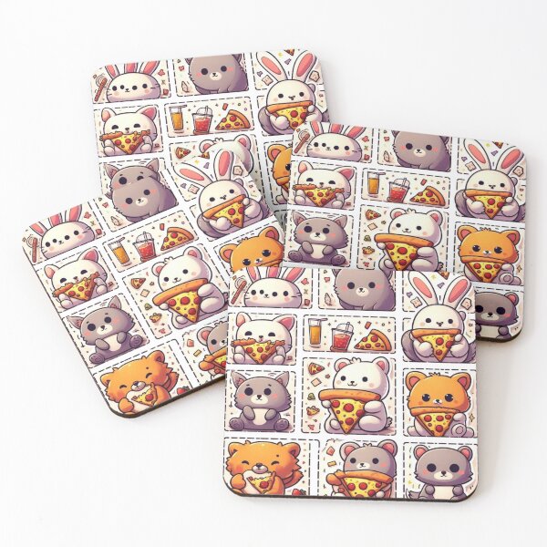 Item preview, Cheesy Pizza Animals – Fun Cozy Food Art Print designed and sold by Saucebyte.