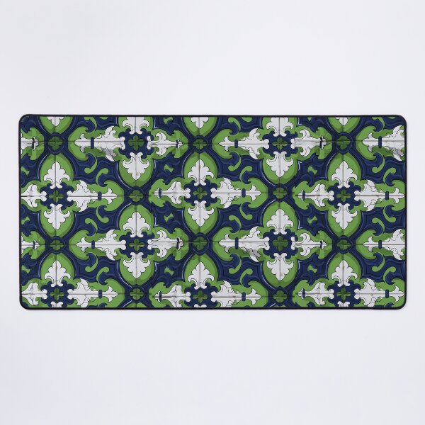 Item preview, Green and Blue Leafy Damask Ceramic Pattern designed and sold by Piotrek0001.