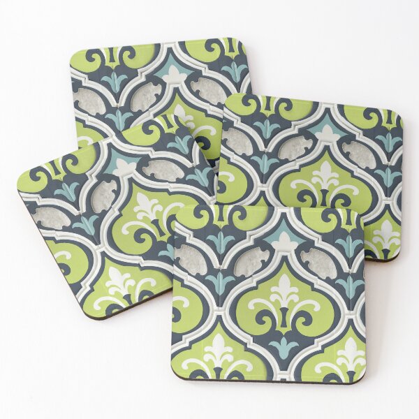 Item preview, Lime Green and Blue Abstract Retro Tile designed and sold by Piotrek0001.