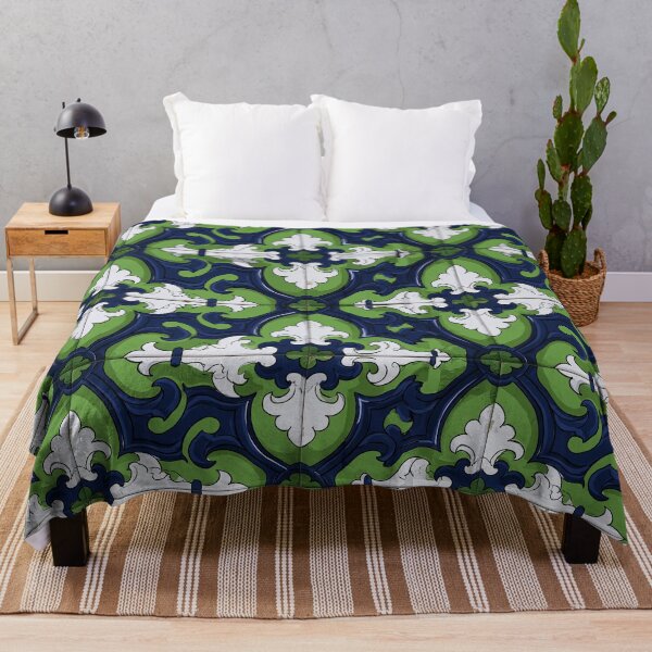Item preview, Green and Blue Leafy Damask Ceramic Pattern designed and sold by Piotrek0001.