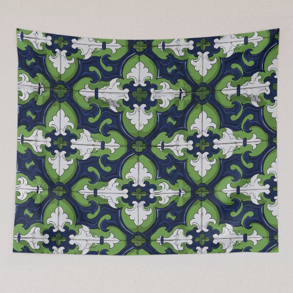 Item preview, Green and Blue Leafy Damask Ceramic Pattern designed and sold by Piotrek0001.