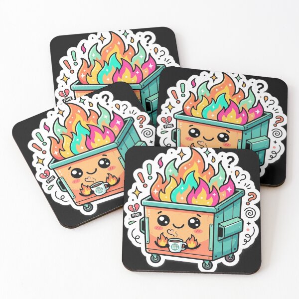 Item preview, Cute Kawaii Dumpster Fire - Adorable Chaotic Meme Sticker designed and sold by SoftAuraStudi0.