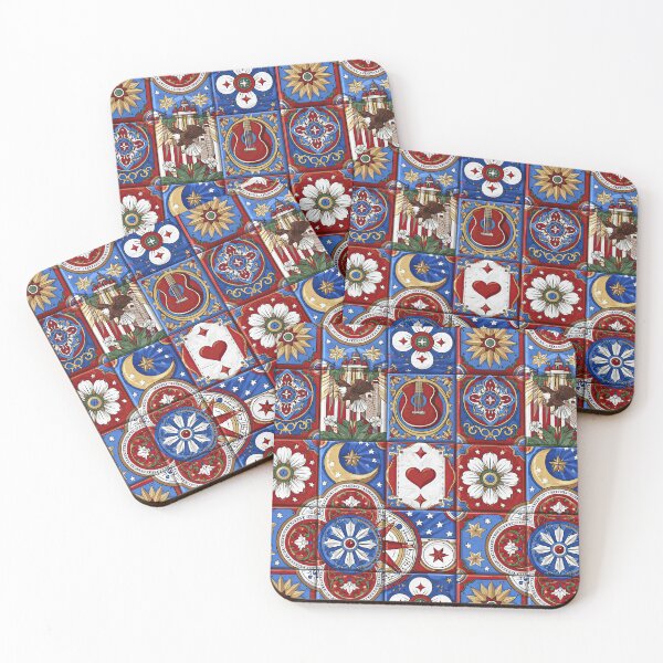 Item preview, Vintage Red and Blue Patchwork Tile Pattern designed and sold by Piotrek0001.