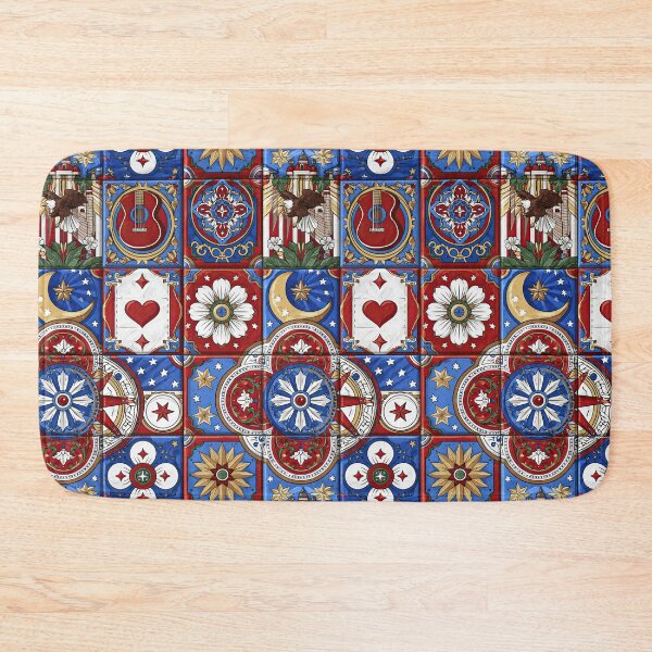 Item preview, Vintage Red and Blue Patchwork Tile Pattern designed and sold by Piotrek0001.