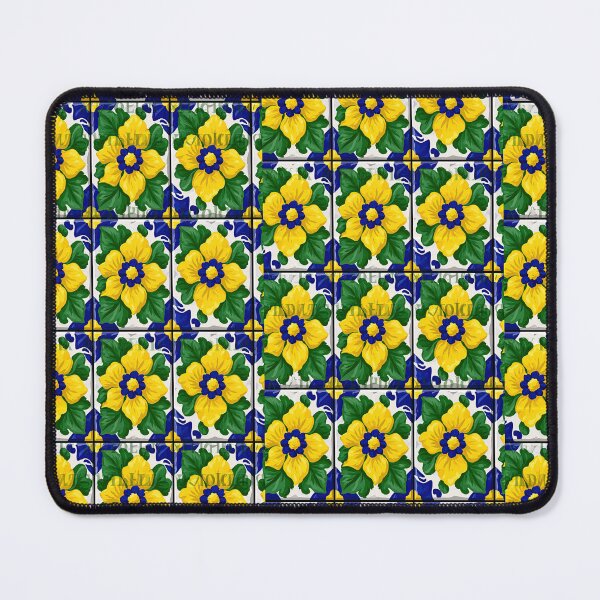 Item preview, Bright Yellow and Blue Floral Talavera Tile designed and sold by Piotrek0001.