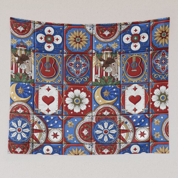 Item preview, Vintage Red and Blue Patchwork Tile Pattern designed and sold by Piotrek0001.