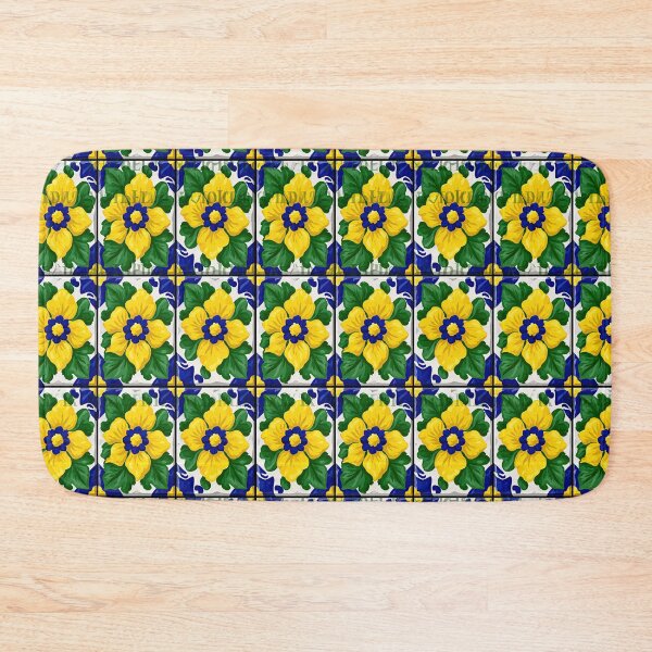 Item preview, Bright Yellow and Blue Floral Talavera Tile designed and sold by Piotrek0001.