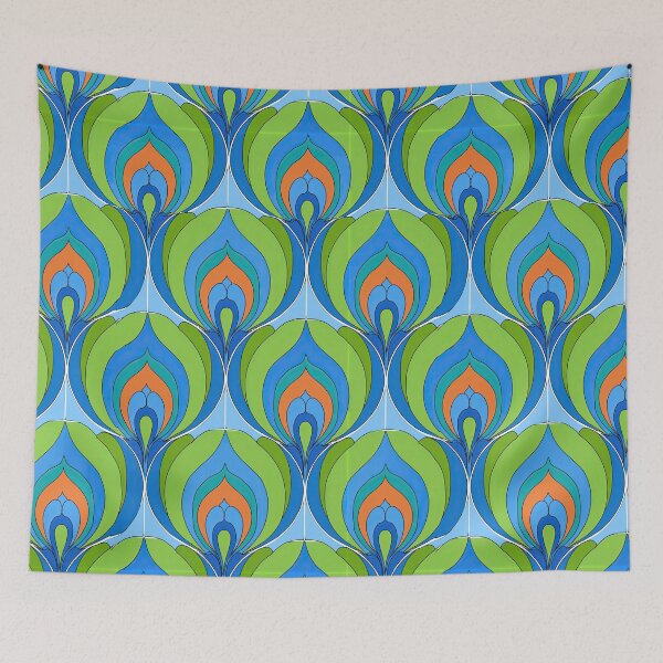 Item preview, Retro Blue and Green Peacock Feather Pattern designed and sold by Piotrek0001.