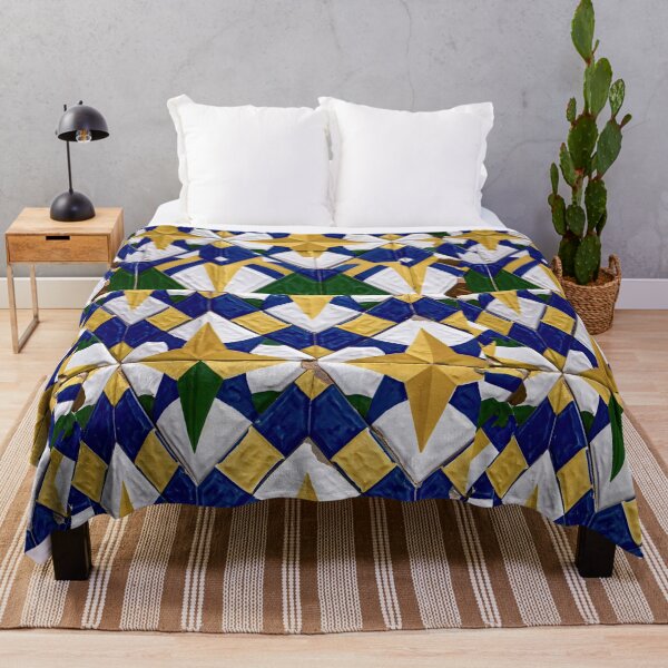 Item preview, Blue Yellow and White Star Geometric Tile designed and sold by Piotrek0001.