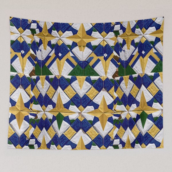 Item preview, Blue Yellow and White Star Geometric Tile designed and sold by Piotrek0001.