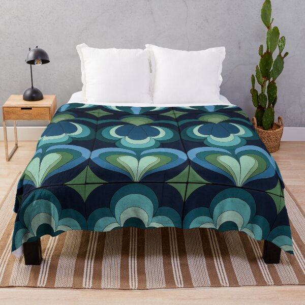Item preview, Dark Blue and Teal Retro Wavy Ceramic Tile designed and sold by Piotrek0001.