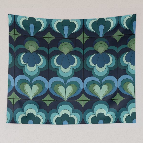 Item preview, Dark Blue and Teal Retro Wavy Ceramic Tile designed and sold by Piotrek0001.