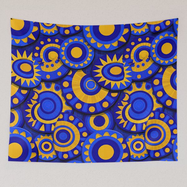 Item preview, Bold Blue and Yellow Concentric Circles Tile designed and sold by Piotrek0001.