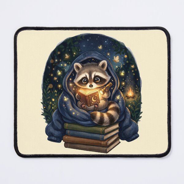 Item preview, Midnight Raccoon Reading Adventure designed and sold by MythicCotton.
