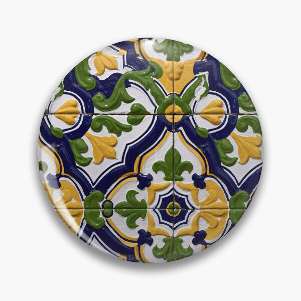 Item preview, Yellow and Blue Leafy Ceramic Tile Pattern designed and sold by Piotrek0001.
