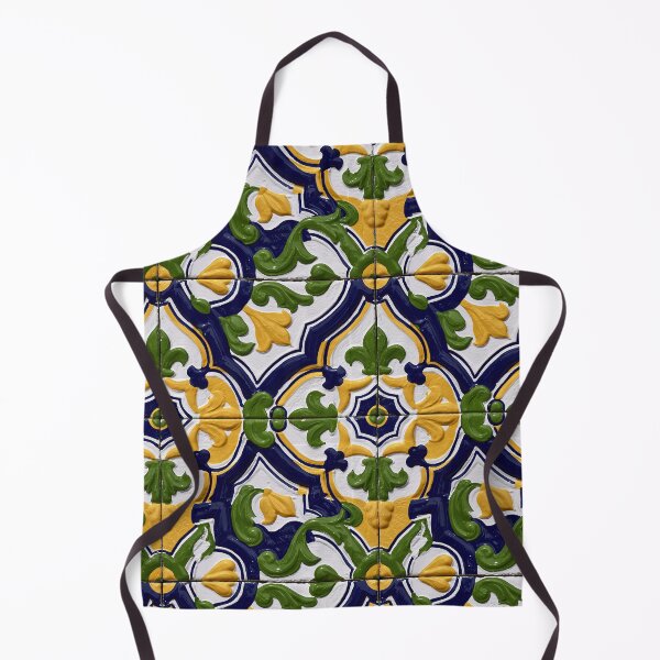 Item preview, Yellow and Blue Leafy Ceramic Tile Pattern designed and sold by Piotrek0001.