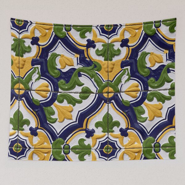 Item preview, Yellow and Blue Leafy Ceramic Tile Pattern designed and sold by Piotrek0001.