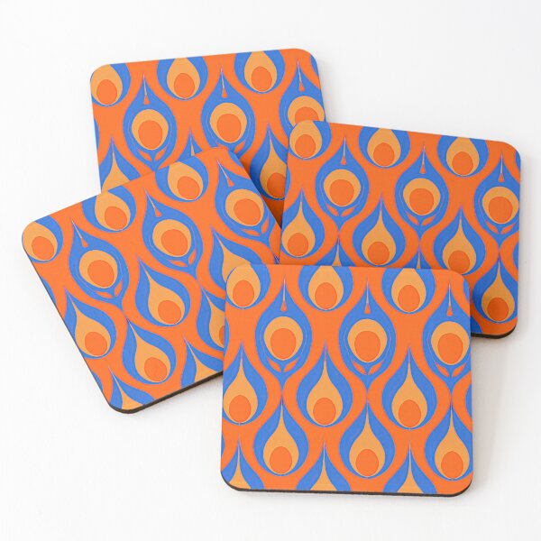 Item preview, Vibrant Orange and Blue Retro Drop Pattern designed and sold by Piotrek0001.