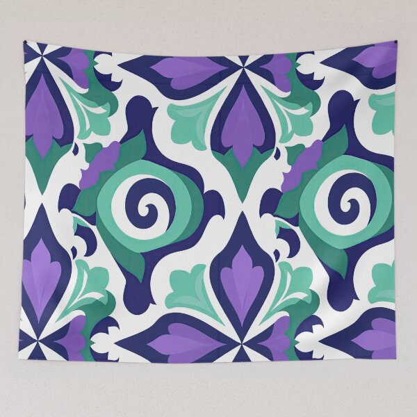 Item preview, Purple and Teal Abstract Geometric Retro Tile designed and sold by Piotrek0001.
