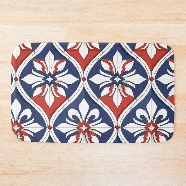 Item preview, Red White and Blue Classic Floral Azulejo designed and sold by Piotrek0001.