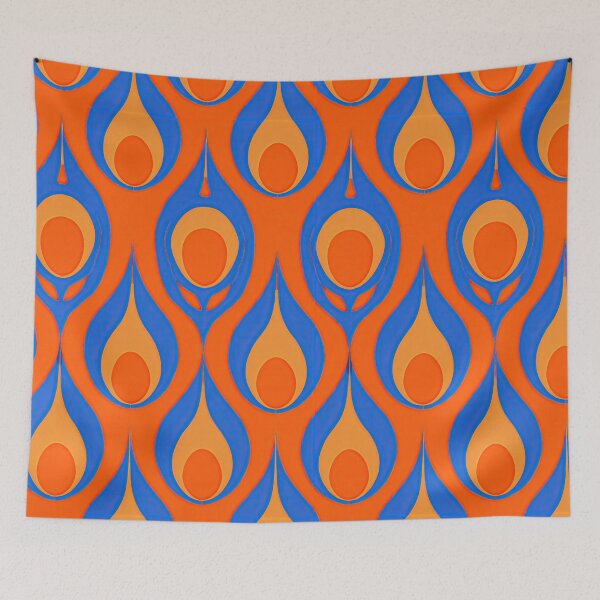 Item preview, Vibrant Orange and Blue Retro Drop Pattern designed and sold by Piotrek0001.