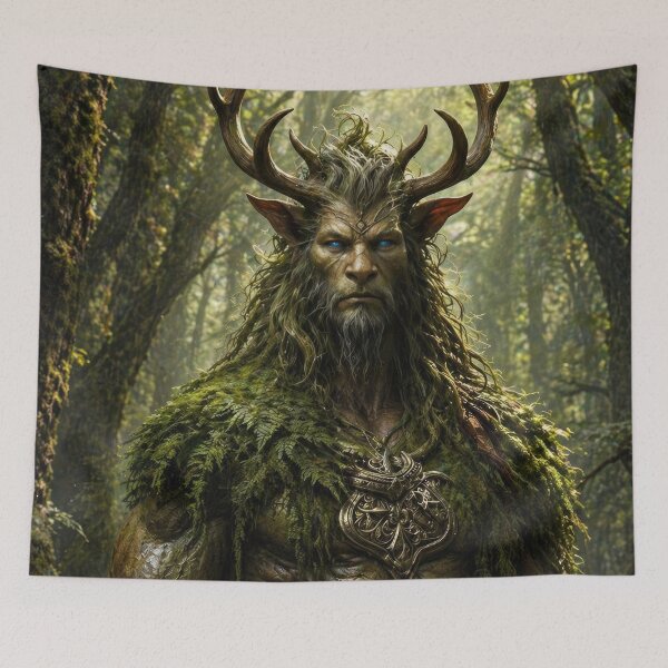 Item preview, Ancient Forest Guardian with Antlers | Mystical Woodland Fantasy Art designed and sold by DrakariArt.