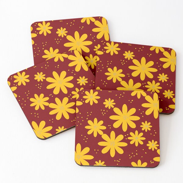 Item preview, Golden flowers on a burgundy red background designed and sold by vanessa.kreativdesign.