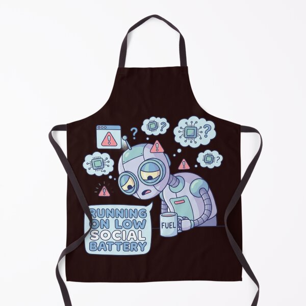 Item preview, Cute Exhausted Robot Illustration – “Running on Low Social Battery” designed and sold by ChaosNest.