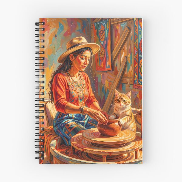 Item preview,  Woman and Cat Making Ceramics designed and sold by M-Y-A-R-T-.