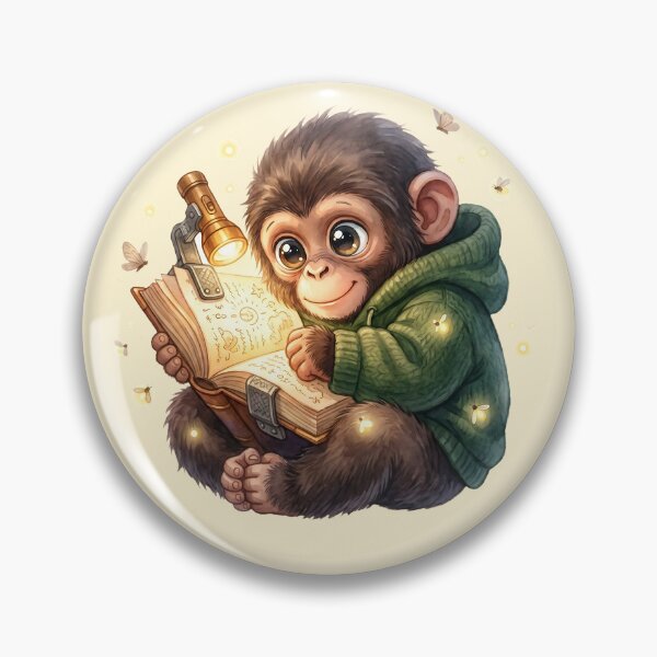Item preview, Curious Baby Monkey Reading by Fireflies designed and sold by MythicCotton.