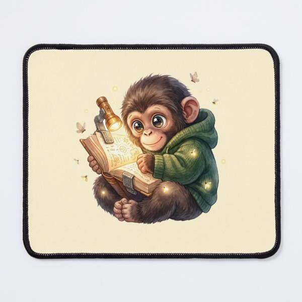 Item preview, Curious Baby Monkey Reading by Fireflies designed and sold by MythicCotton.
