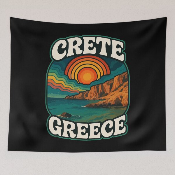 Item preview, Crete Greece Island Coast Retro Trippy Art designed and sold by TomFrontierArt.