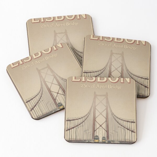 Item preview, Lisbon 25th of April Bridge Vintage Travel Poster designed and sold by Ar0undTheW0rld.