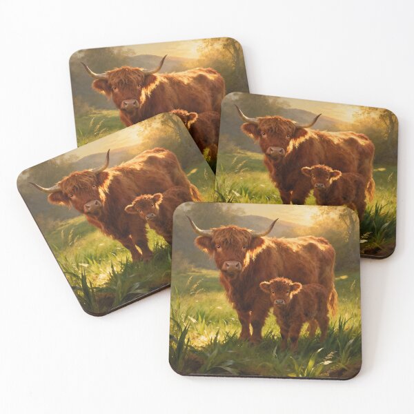 Item preview, Mama Highland Cow And Baby On The Farm designed and sold by Glimmersmith.