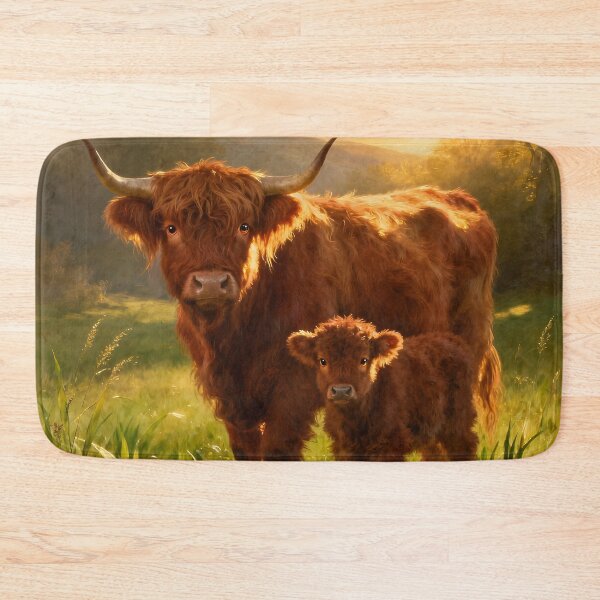 Item preview, Mama Highland Cow And Baby On The Farm designed and sold by Glimmersmith.
