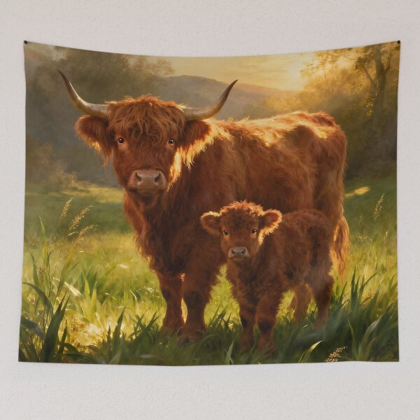 Item preview, Mama Highland Cow And Baby On The Farm designed and sold by Glimmersmith.
