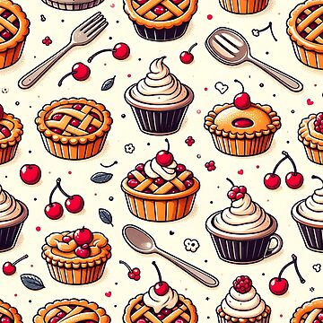 Artwork thumbnail, Cherry Cupcake Kitchen Pattern by Apex Designs