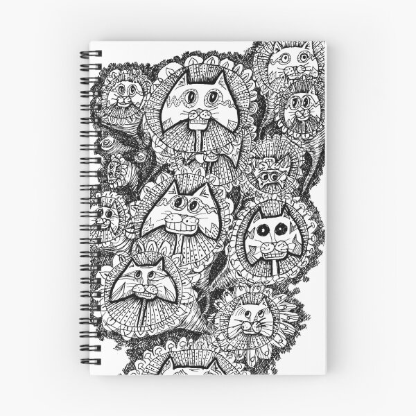 Item preview, cat flowers abstract drawing in black ink  designed and sold by CrittersByLola.