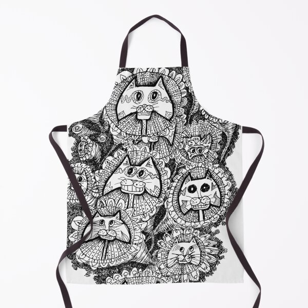 Item preview, cat flowers abstract drawing in black ink  designed and sold by CrittersByLola.