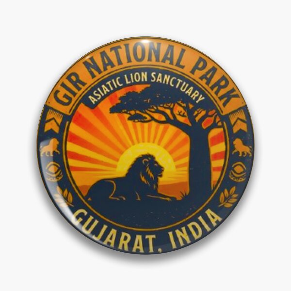 Item preview, Gir National Park Gujarat India Asiatic Lion Vintage Badge designed and sold by MT-Hub | Cute Aesthetic Art, Stickers & Phone Cases.