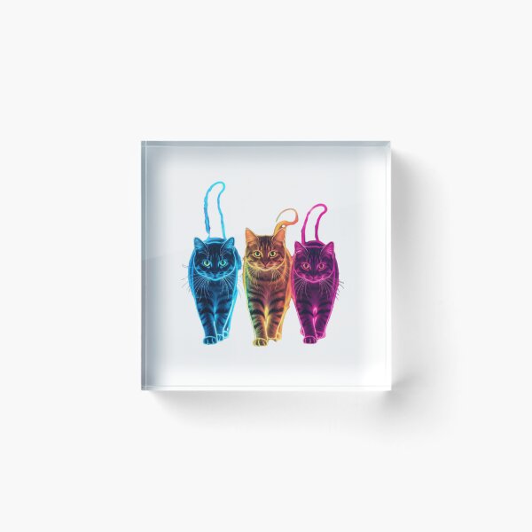 Item preview, Electric Blue, Gold, and Pink Neon Cats designed and sold by Pani Kara.