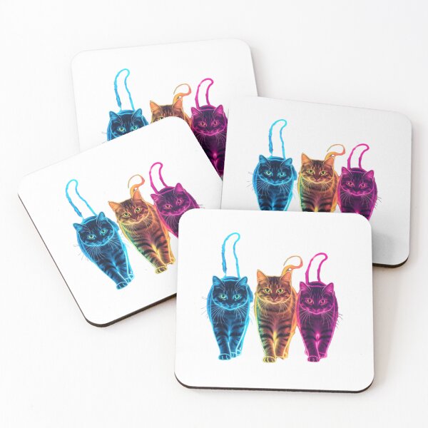 Item preview, Electric Blue, Gold, and Pink Neon Cats designed and sold by Pani Kara.
