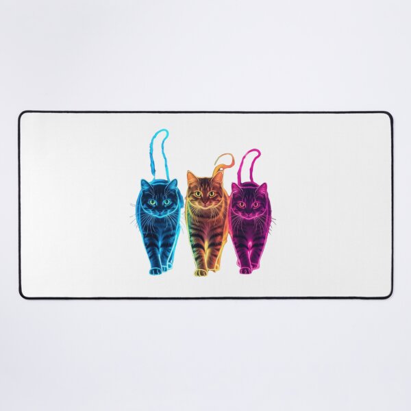 Item preview, Electric Blue, Gold, and Pink Neon Cats designed and sold by Pani Kara.