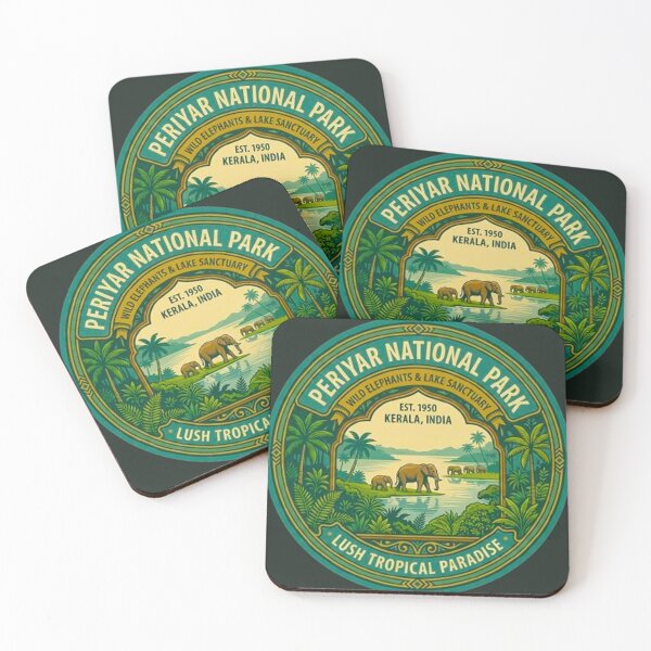 Item preview, Periyar National Park Kerala India Wild Elephant Vintage Badge designed and sold by MT-Hub | Art for Every Soul.
