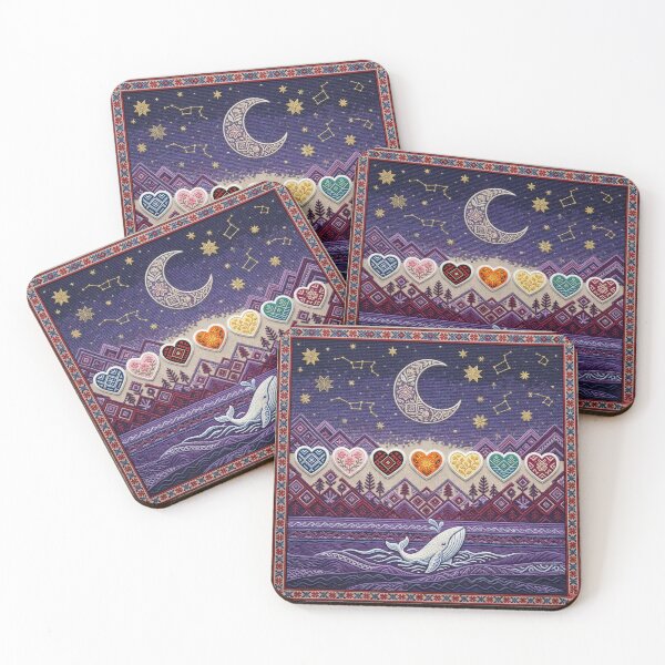 Item preview, ​Ukrainian Embroidery: Celestial Whale and Seven Hearts designed and sold by NadinGerasi.