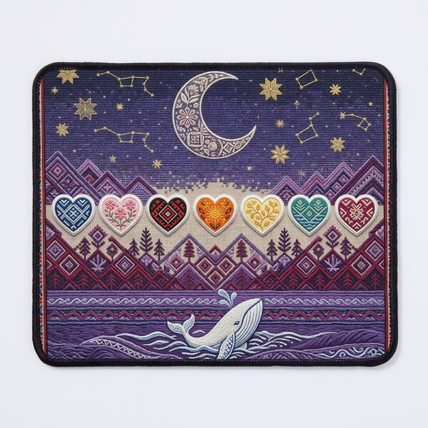 Item preview, Ukrainian Embroidery: Celestial Whale and Seven Hearts designed and sold by NadinGerasi.
